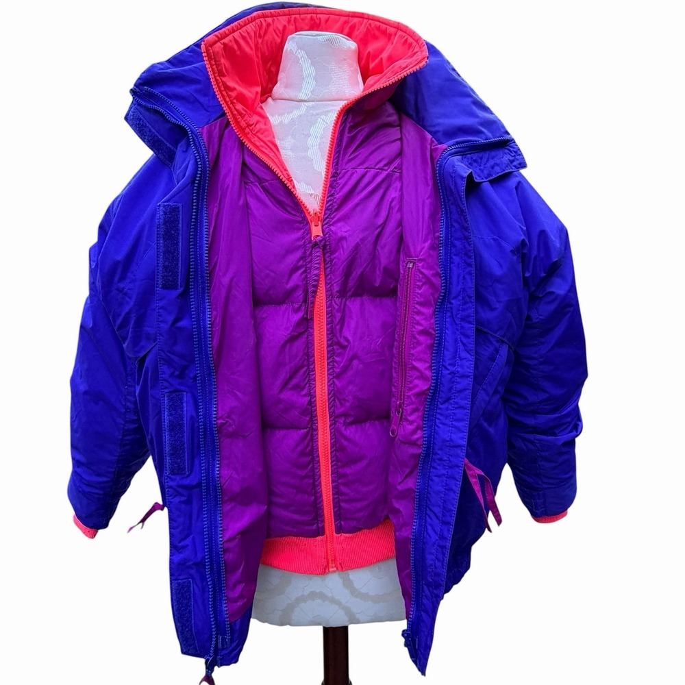 VTG 90's Columbia Whirlibird 3-1 Down Puffer Ski Jacket Women's L Pink Purple